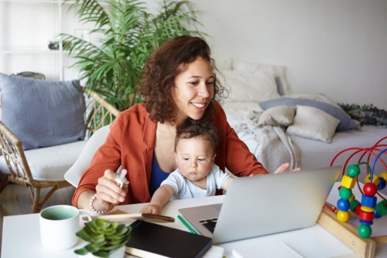 working at home with children